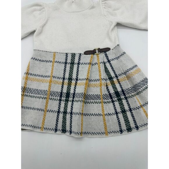 Janie and Jack Plaid Sweater Dress 12 -18 Months Belt Accent- Knitted Multicolor - Picture 6 of 6